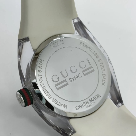 Auth Gucci Sync 137.3 36mm Men's Unisex Silver X Whites Watch - Picture 5 of 10